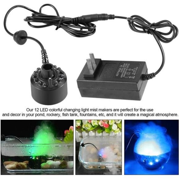 Water Mist Maker 12LED Water Atomizer for Indoor Fountain Pool Water Tank - Picture 4 of 8